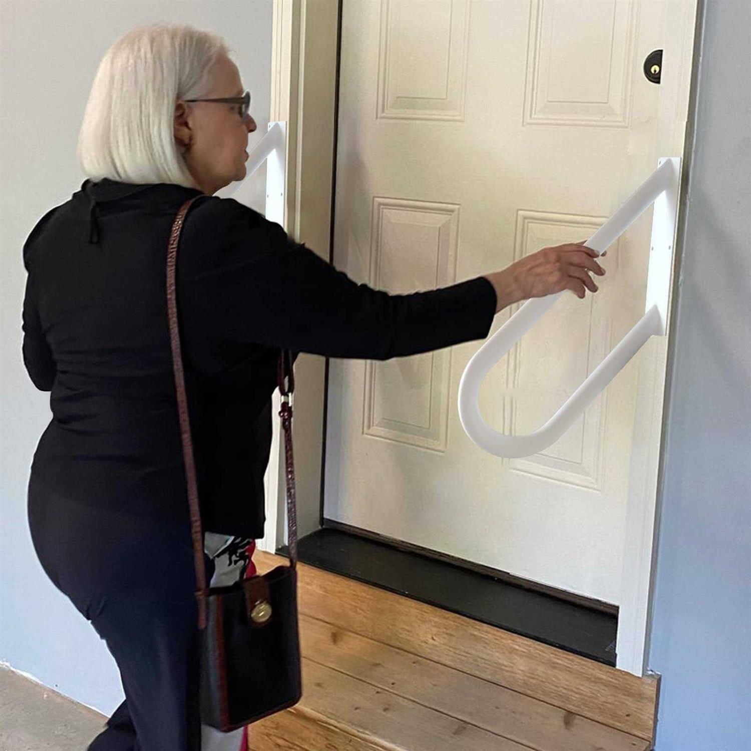 Coocure Wall Mount handrails for Outdoor Steps, Garage Railing with White Powder Coat Finished, Suitable for Garage, Porch and Garden - Cheap Fitting