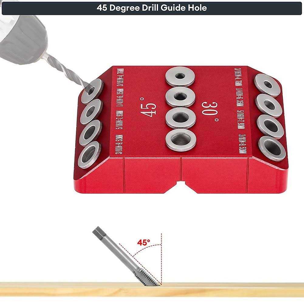 30/45/90 Angle Drill Hole Guide Jig for Angled and Straight Hole,Cable Railing Screw Drilling Template,4 Drill, Men’s, Size: One size, Red - Cheap Fitting