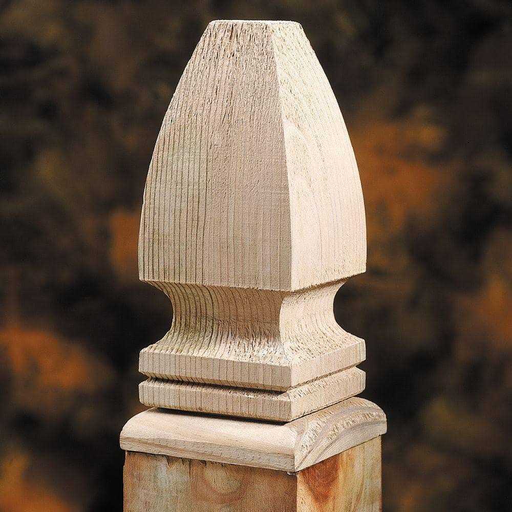 4 in. x 4 in. Gothic Wood Post Cap Finial - Cheap Fitting