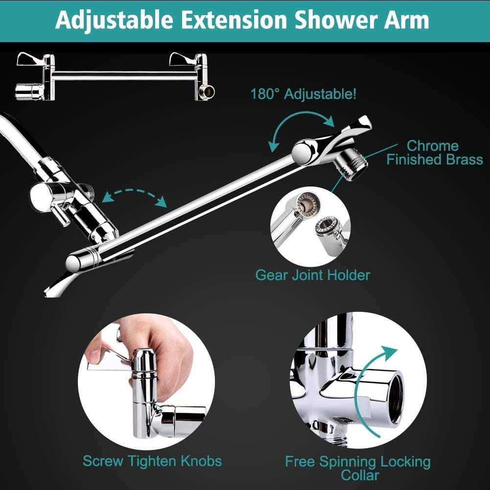 Tudoccy Shower Head 8 Inch High Pressure Rainfall Shower Head/Handheld Shower Combo with 11 Inch Extension Arm - Cheap Fitting