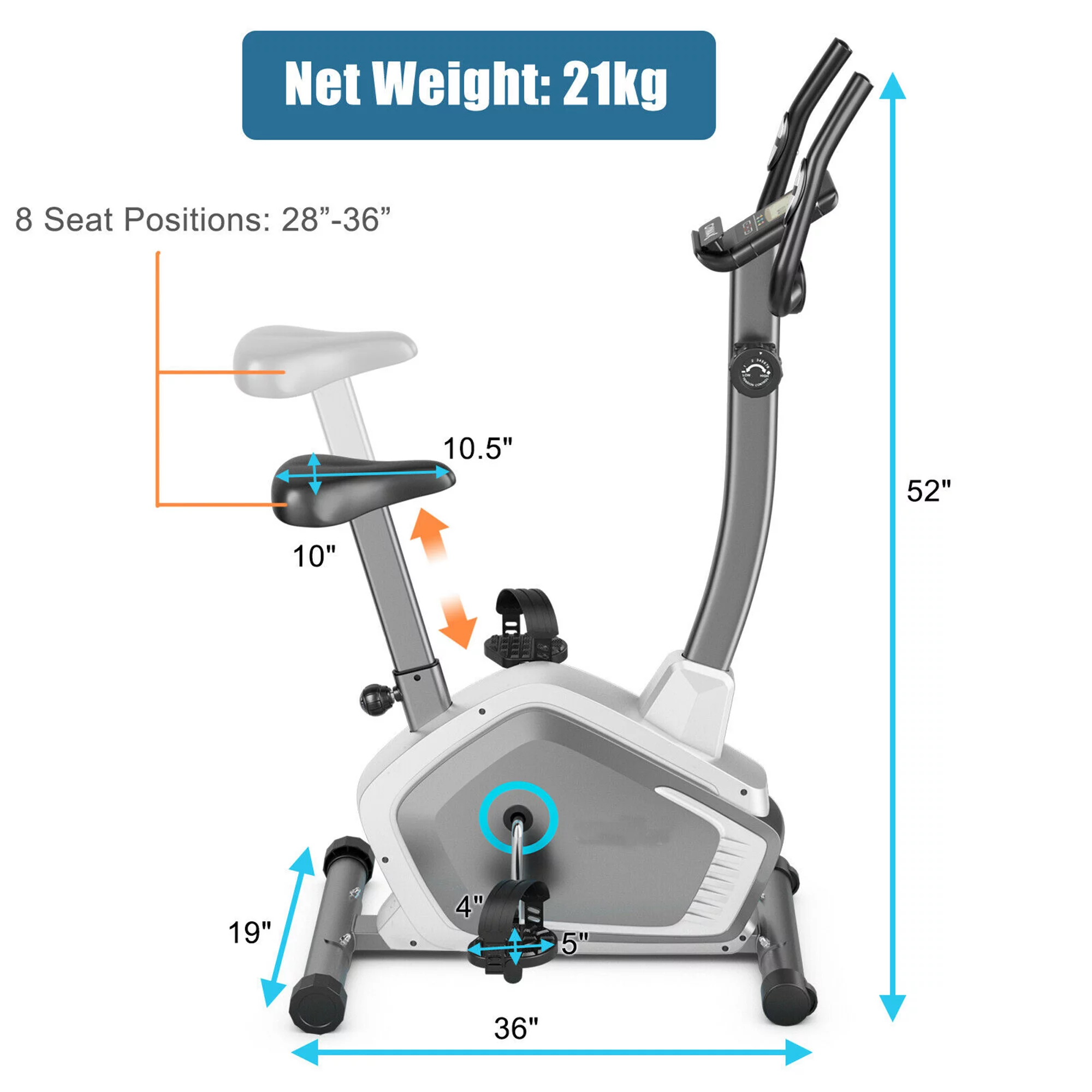 Gymax Magnetic Upright Exercise Bike Cycling Bike W/Pulse Sensor 8-Level Fitness - Cheap Fitting