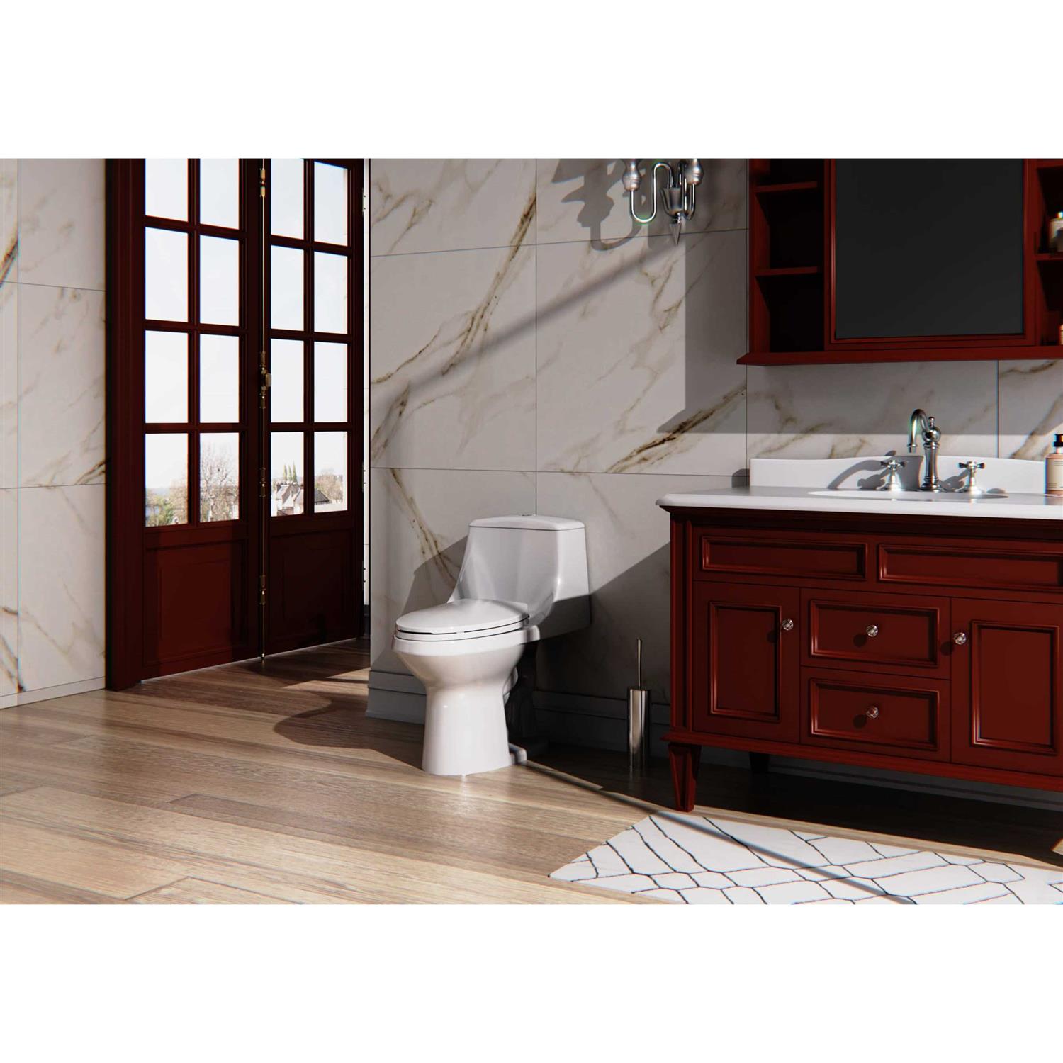 Project Source Laporte White Dual Flush Elongated Chair Height WaterSense Toilet 12-in Rough-in 1.1-GPF MT-20102P - Cheap Fitting