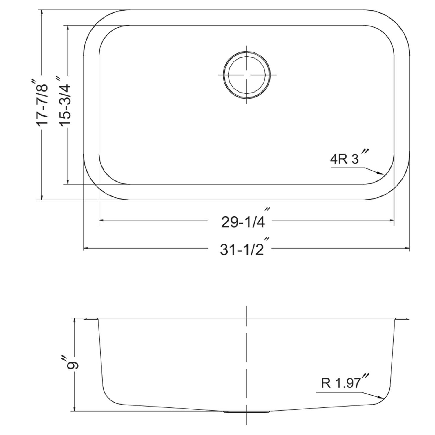 Houzer Eston Undermount Single Bowl Kitchen Sink Stainless Steel STS-1300-1 - Cheap Fitting