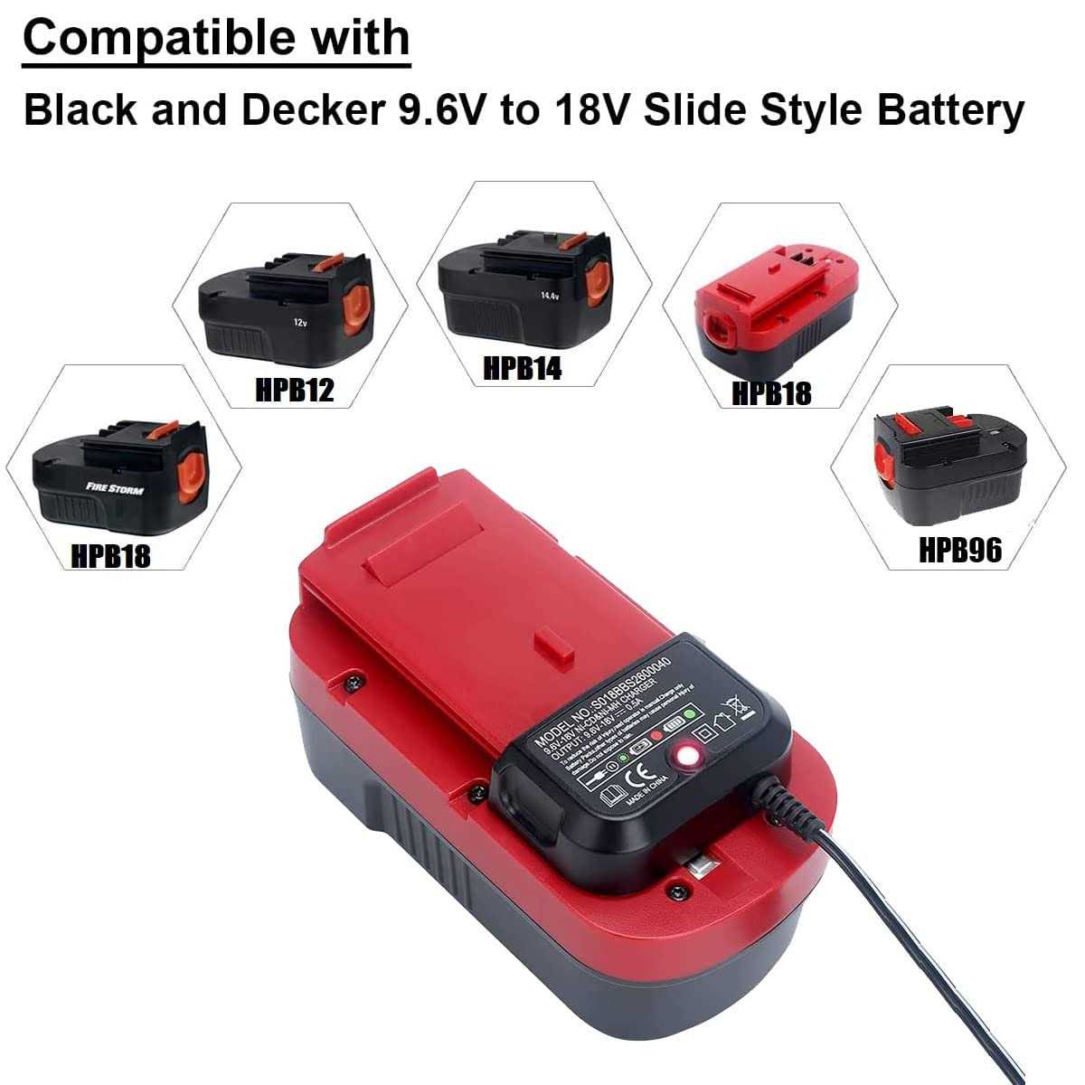 9.6V-18V NI-CD&NI-MH Multi Volt Battery Charger 90556254-01 Replace for Black&Decker 18V 14.4V 12V 9.6V Slide Battery HPB18-OPE HPB18 HPB14 HPB12 - Cheap Fitting