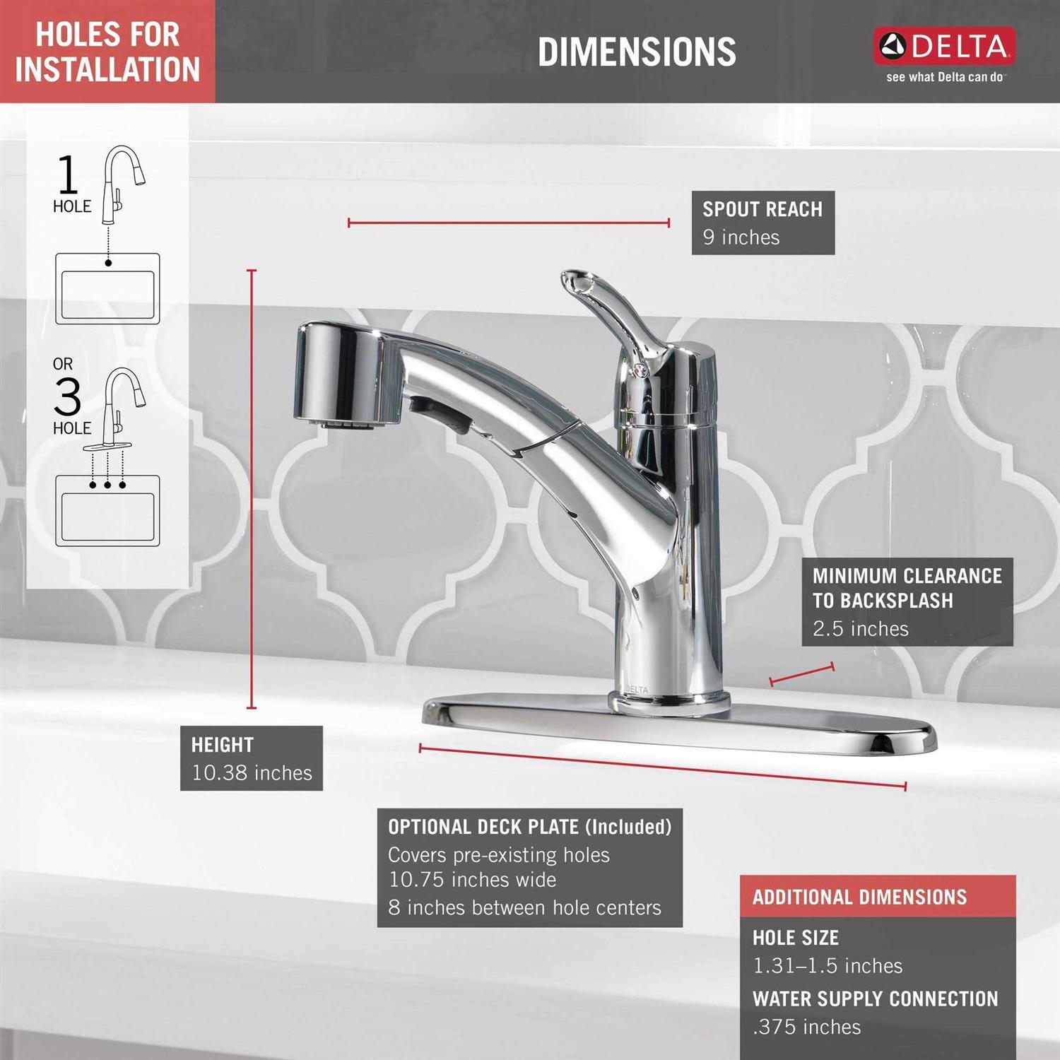 Delta Collins Single Handle Pull-Out Kitchen Faucet 4140 - Cheap Fitting