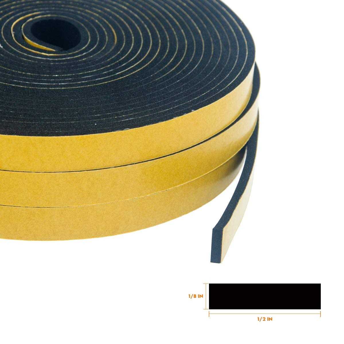 Weather Rolls, 1/2 Inch Wide X Thick Weather Stripping High Density Foam Tape - Cheap Fitting