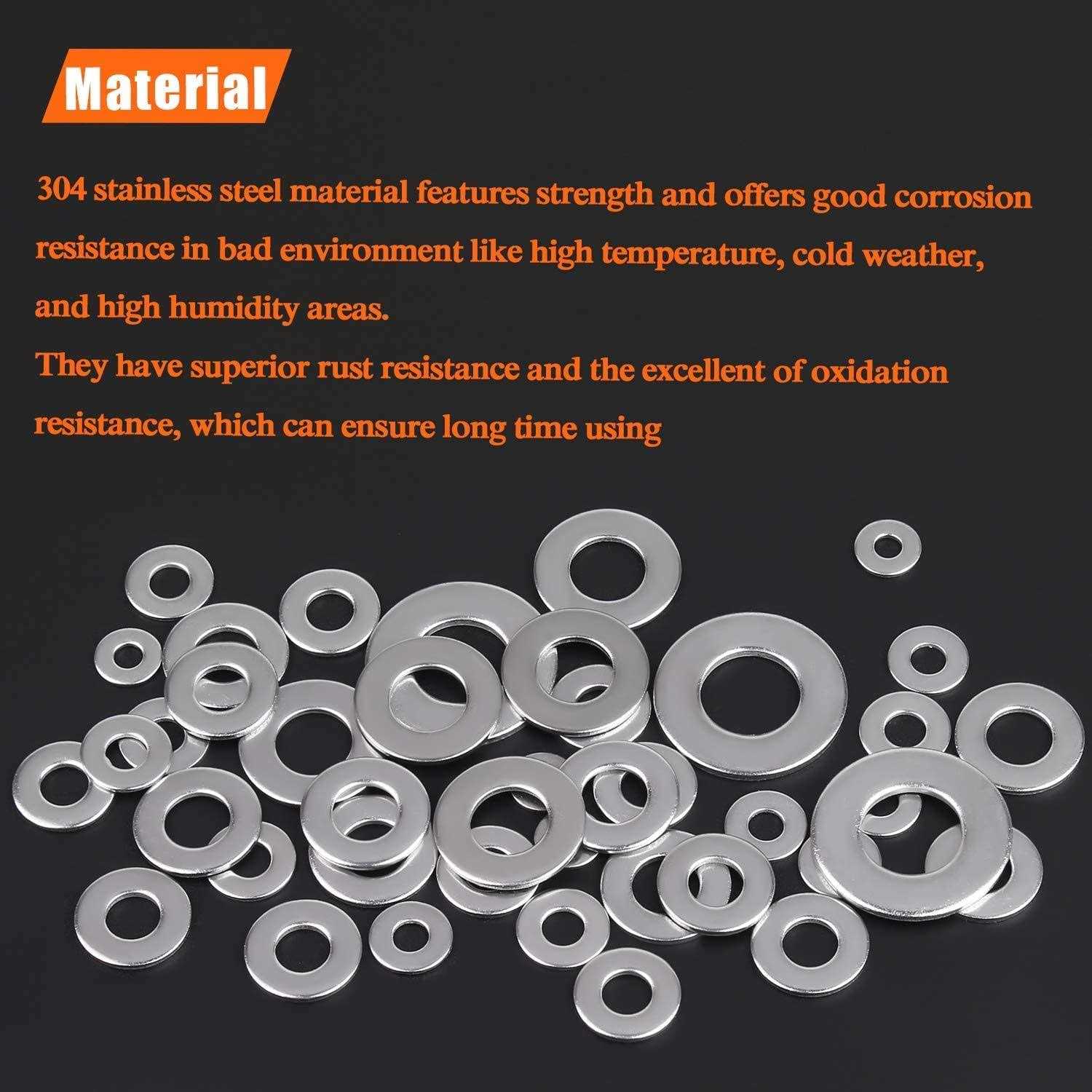 helifouner 270pieces 8 sizes stainless steel flat washers assortment kit - Cheap Fitting