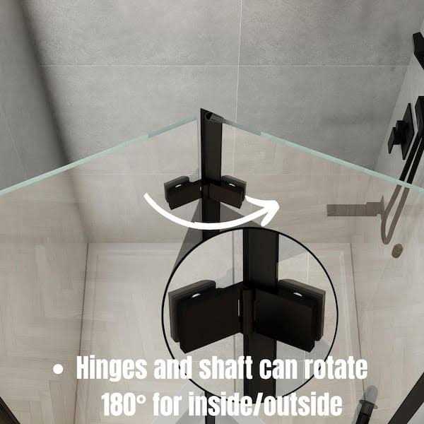 TOOLKISS 36 to 37-1/4 in. W x 72 in. H Bi-Fold Frameless Shower Doors in Black with Clear Glass - Cheap Fitting