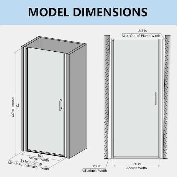 ES-DIY 72 in. H Fold Pivot Frameless Swing Corner Shower Panel with Shower Door in Black with Clear Glass - Cheap Fitting