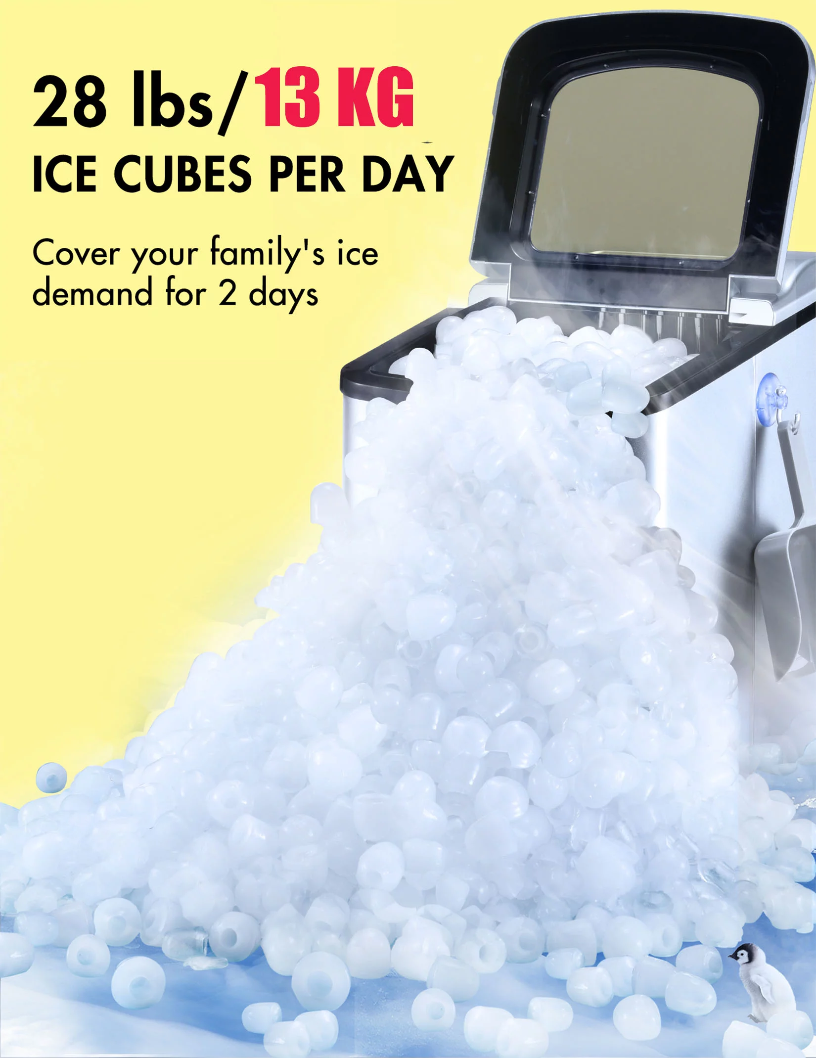 IKICH Portable Ice Maker Machine for Countertop, Self Cleaning, 26lbs/Day, LED Indicator Lights - Cheap Fitting