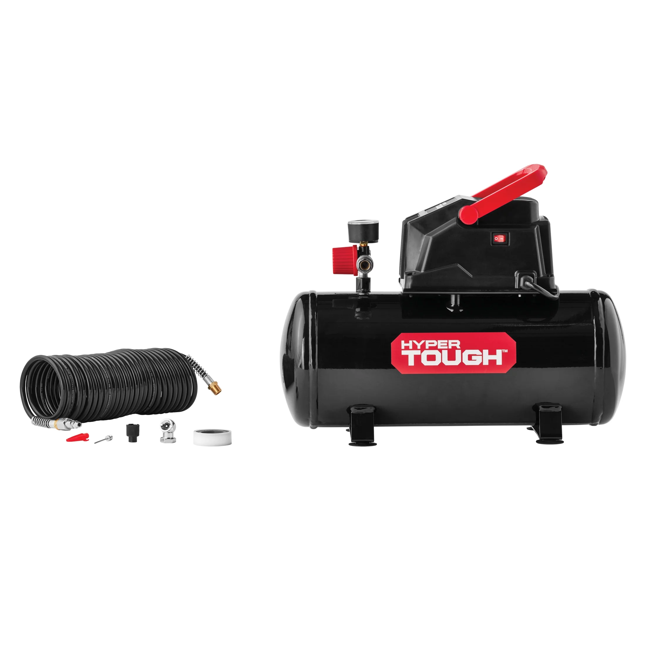 Hyper Tough 3 Gallon Oil-free Portable Air Compressor with Hose & Inflation Accessory Kit, 100 PSI - Cheap Fitting