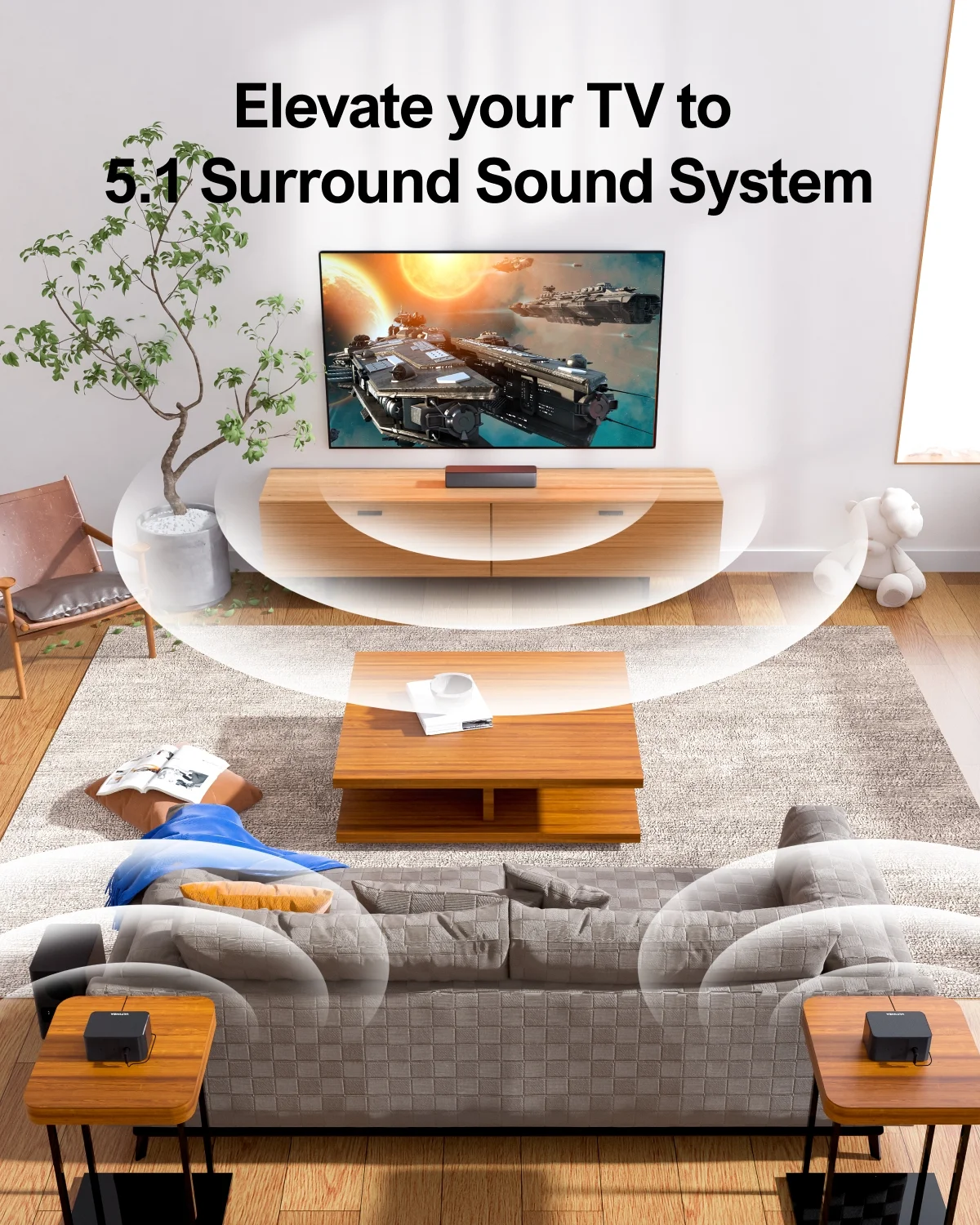ULTIMEA 5.1 Surround Sound Bar, 3D Surround Sound System, 320W Sound bar for TV with Wireless Subwoofer and Rear Speakers, Surround and Bass Adjustable Home Theater TV Speakers, Poseidon D50  2024 - Cheap Fitting