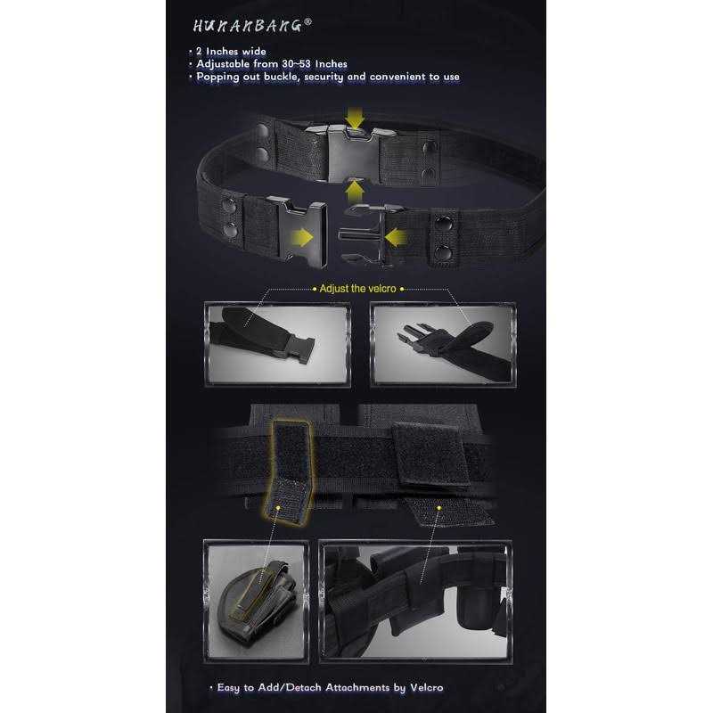 HUNANBANG Duty Belt Black Law Enforcement Tactical Equipment System Set 10 pcs - Cheap Fitting