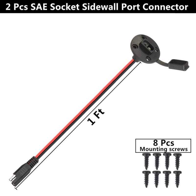 Whrsinlor SAE Power Socket Sidewall Port Connector Extension 16AWG Cable 2 Pin SAE To SAE Weatherproof Quick Connect Plug for Solar Generator Battery Charger - Cheap Fitting