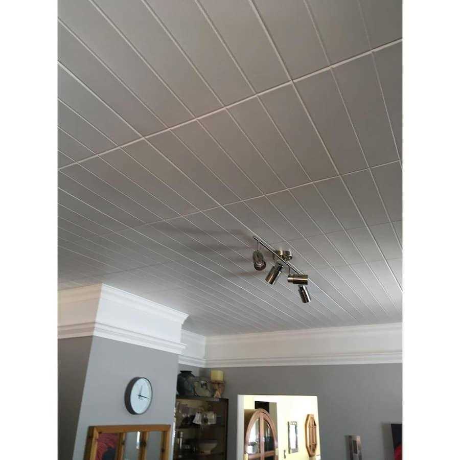 A La Maison Ceilings Bead Board 1.6 ft. x 1.6 ft. Decorative Foam Glue up Ceiling Tile - Cheap Fitting