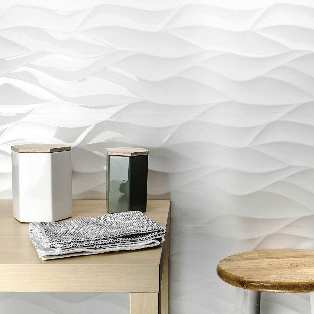 Ripple White Wavy 12 x 36 Ceramic Tile Ivy Hill Tile - Cheap Fitting