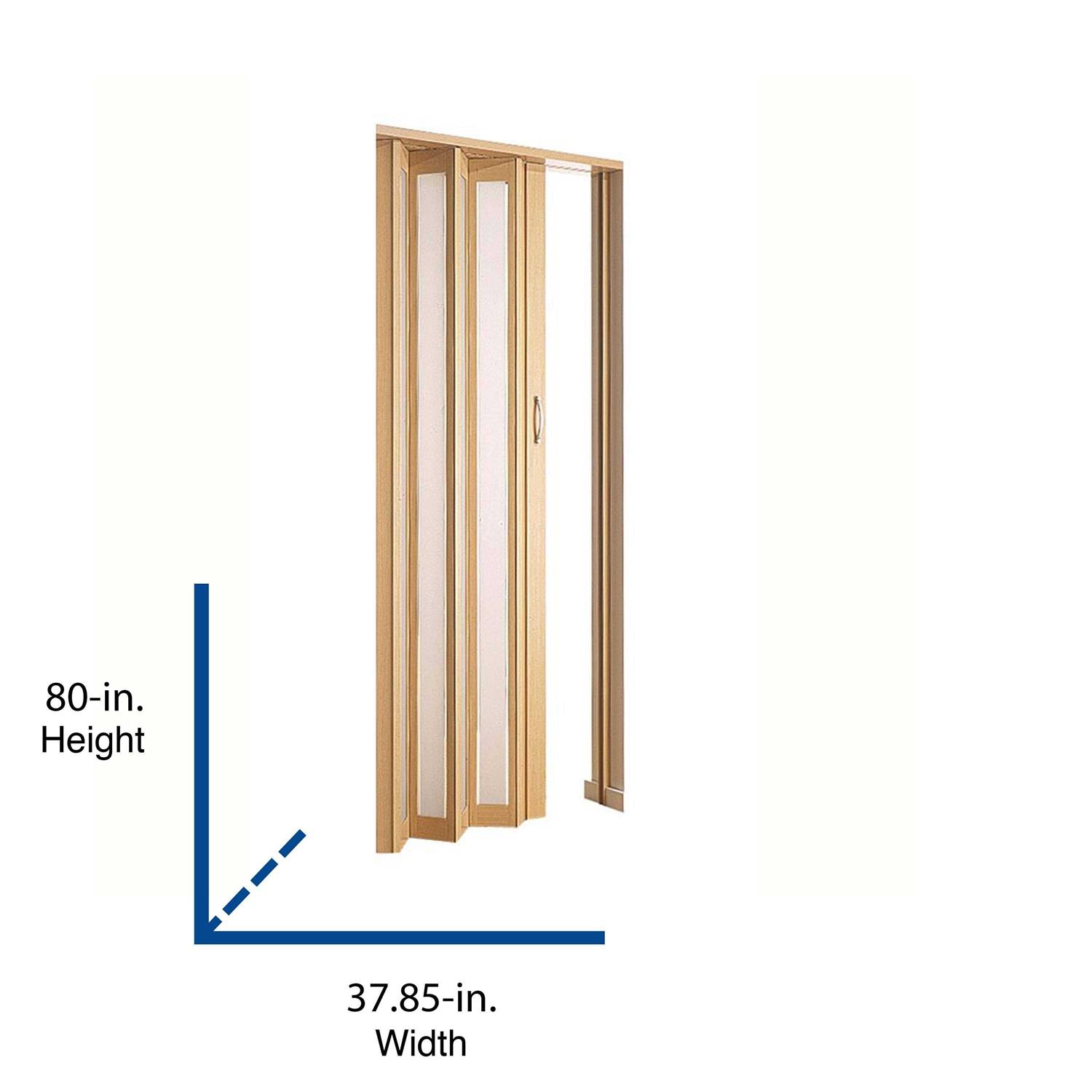 Homestyles Metro PVC Accordion Door 36 inch x 80 inch Beech with Frosted Insert, Size: 32 x 80, Beige - Cheap Fitting