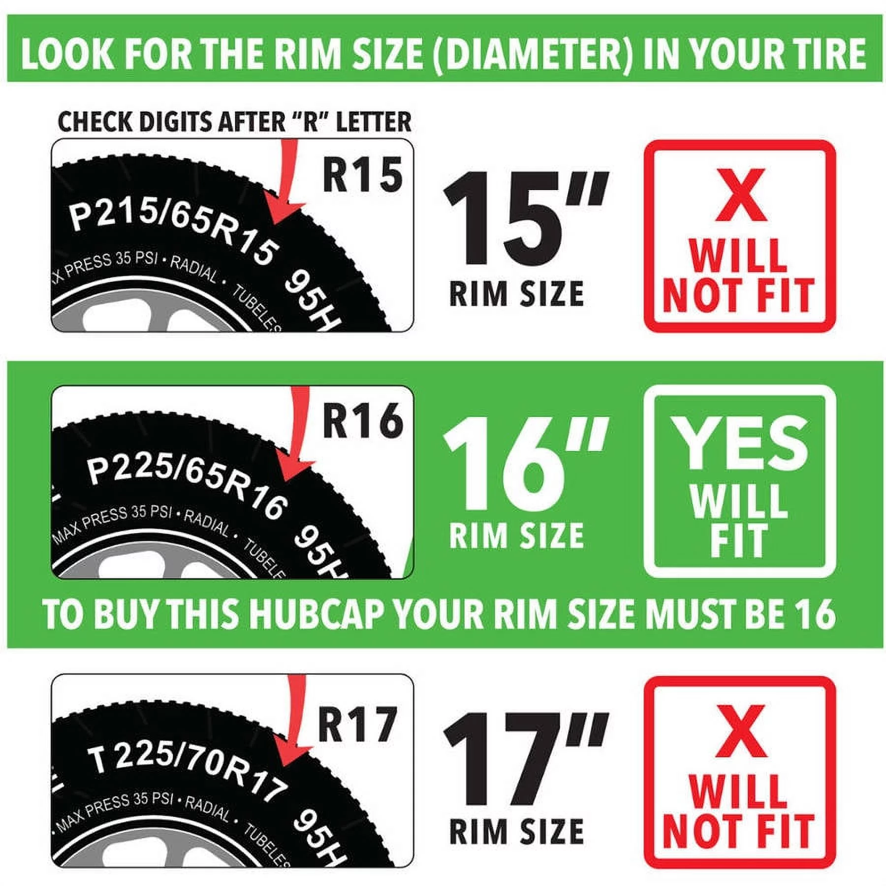 BDK Toyota Camry Style Hubcaps Wheel Cover, 16