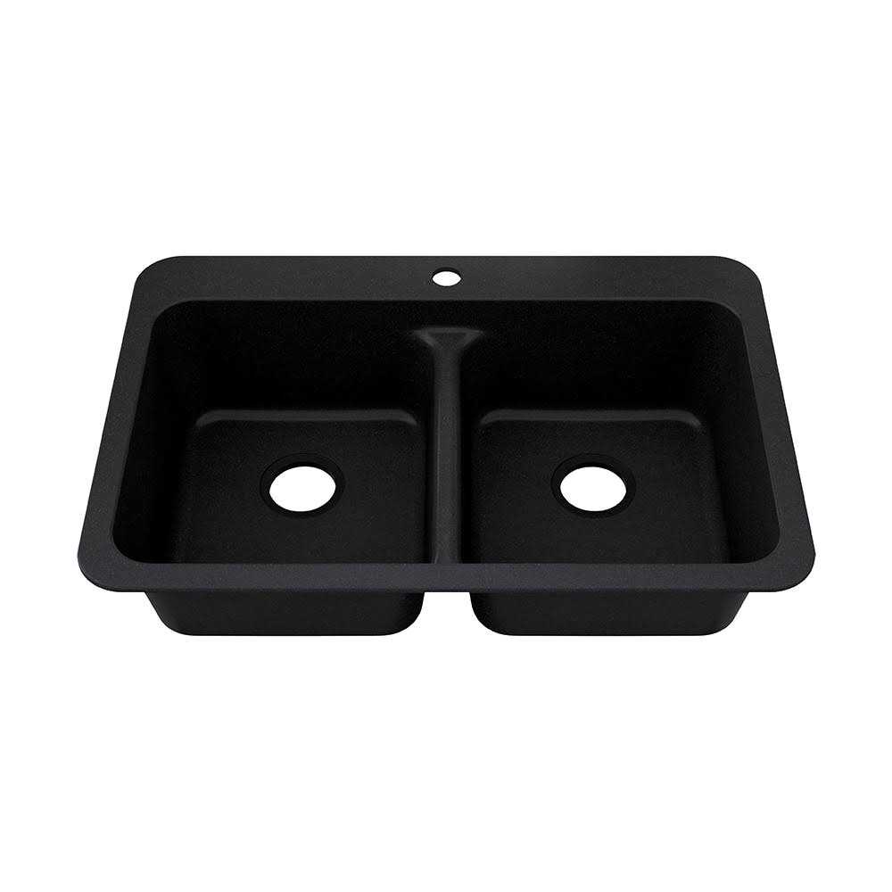 allen + roth Kenji Dual-mount Nero Double Equal Bowl 3-Hole Kitchen Sink CLTN200DM13 - Cheap Fitting