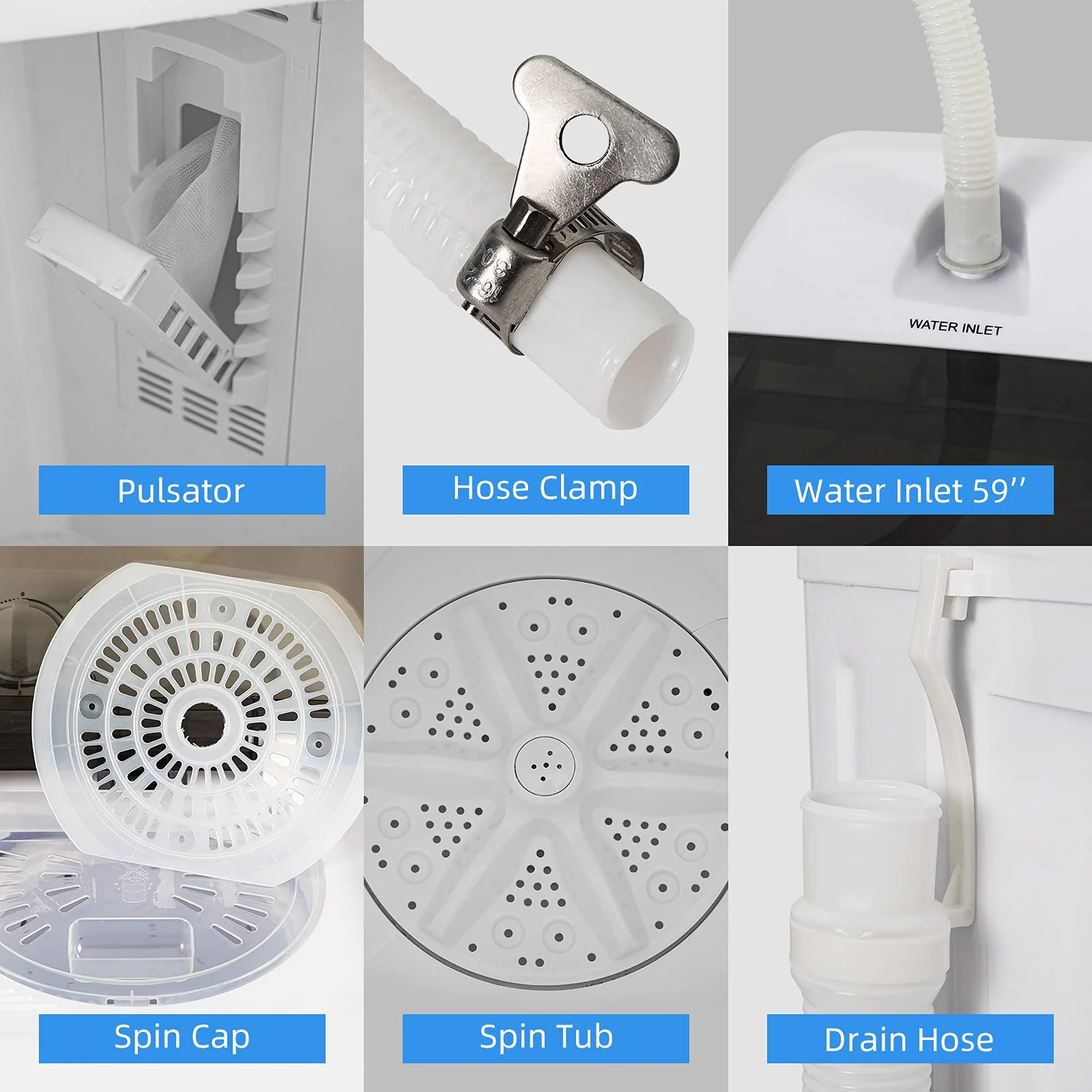 BANGSON Portable Washing Machine,17.6lbs Washer(11Lbs) and Spinner(6.6Lbs),  Black - Cheap Fitting