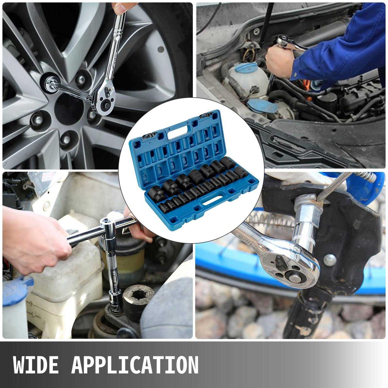 VEVOR Impact Socket Set 1/2 Inches 19 Piece Impact Sockets - Cheap Fitting