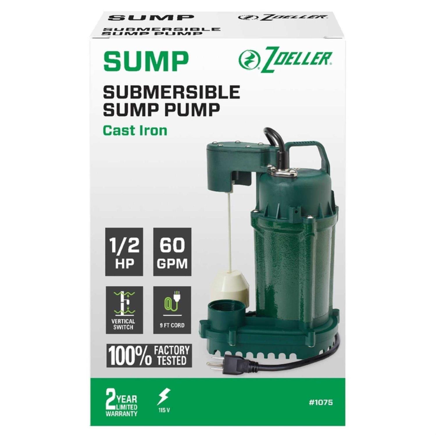 Zoeller 1/2 HP Cast Iron Submersible Sump Pump - Cheap Fitting