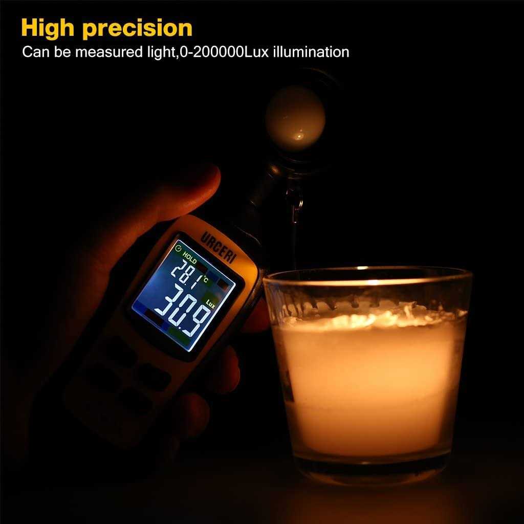 Urceri Light Meter Digital Illuminance Meter Handheld Ambient Temperature Measurer Range up to 200,000 Lux - Cheap Fitting