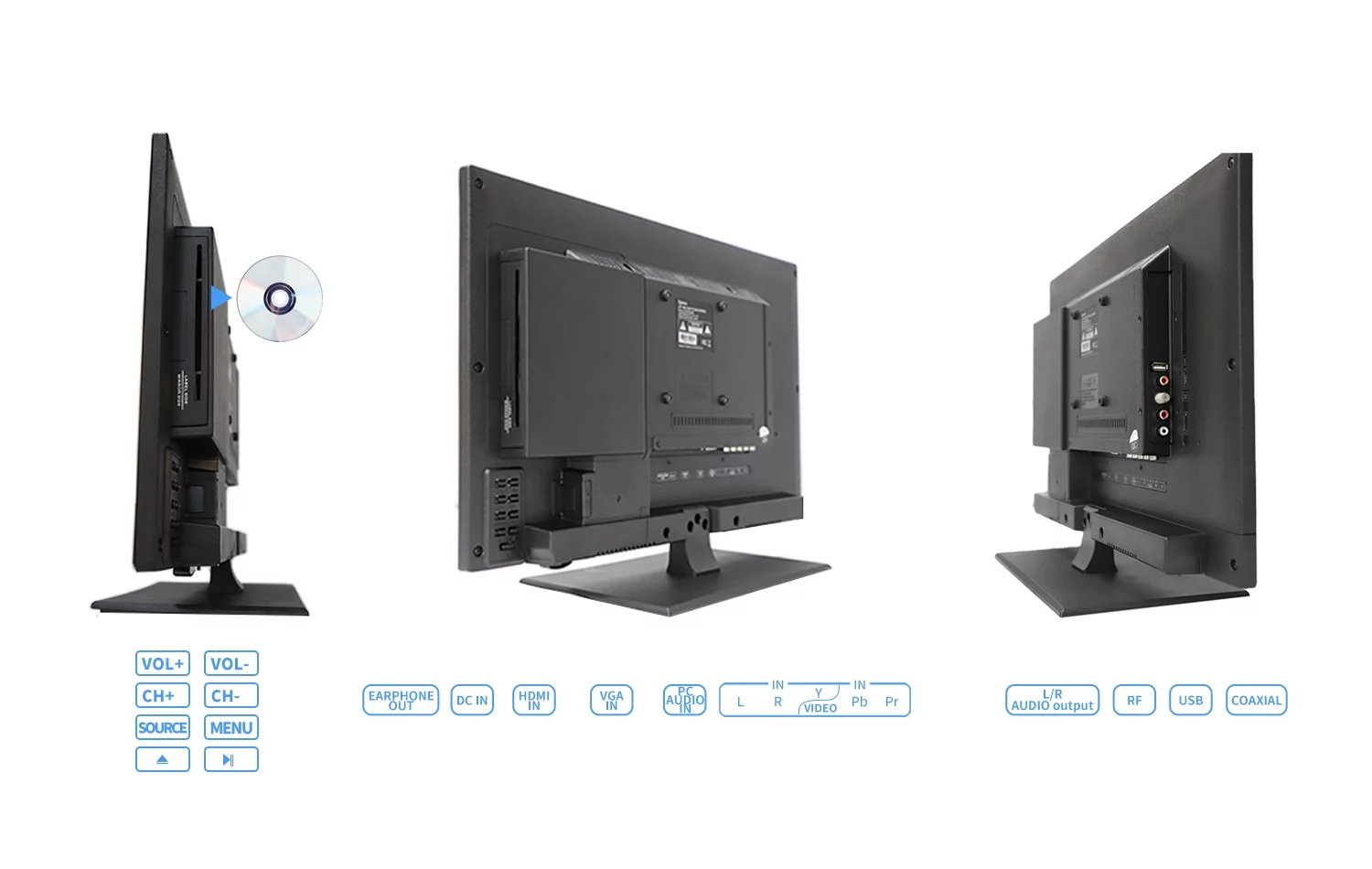 Sylvox 22 inch RV TV, 12 Volt TV with DVD Player, 1080P FHD Television Built in ATSC Tuner, FM Radio, with HDMI/USB/VGA Input, 12V TV for RV, Motorhome, Camper, Boat and Home - Cheap Fitting