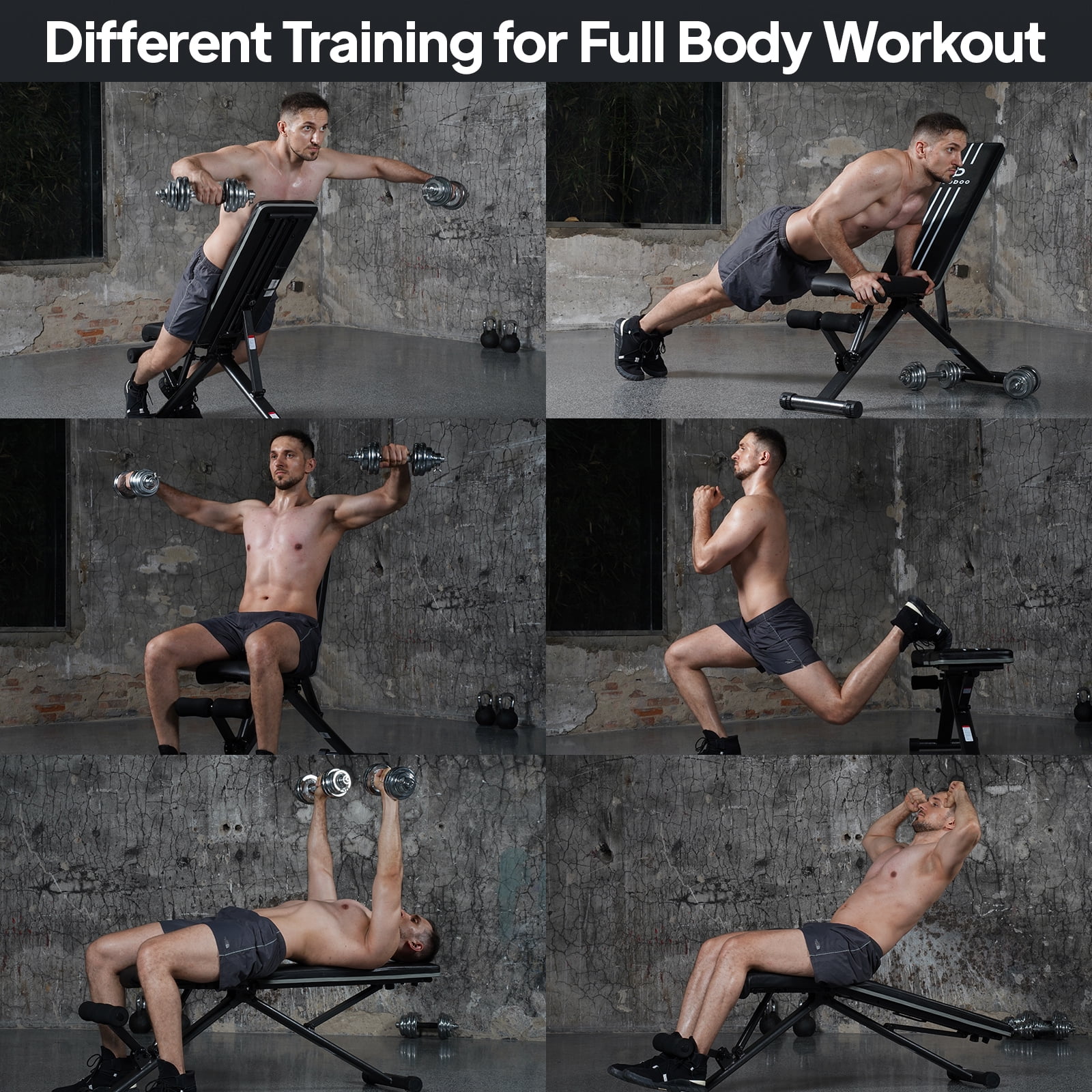 Pooboo Sturdy Foldable Weight Bench Adjustable Incline Strength Training Bench for Full Body Workout Home Gym 800lbs - Cheap Fitting