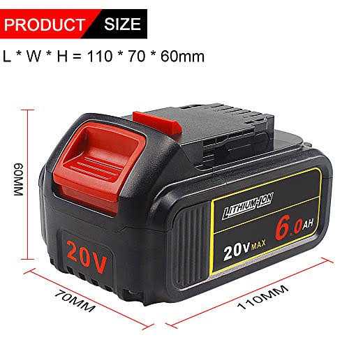 2-Pack 6.0Ah Replacement Battery for Dewalt 20V Battery DCB206 DCB204 DCB204-2 DCB203 DCB201 DCB200 DCB207 DCB208 DCB210 - Cheap Fitting
