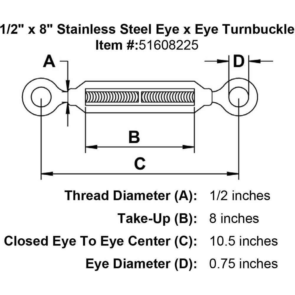 Stainless Steel Eye x Eye Turnbuckle - Cheap Fitting