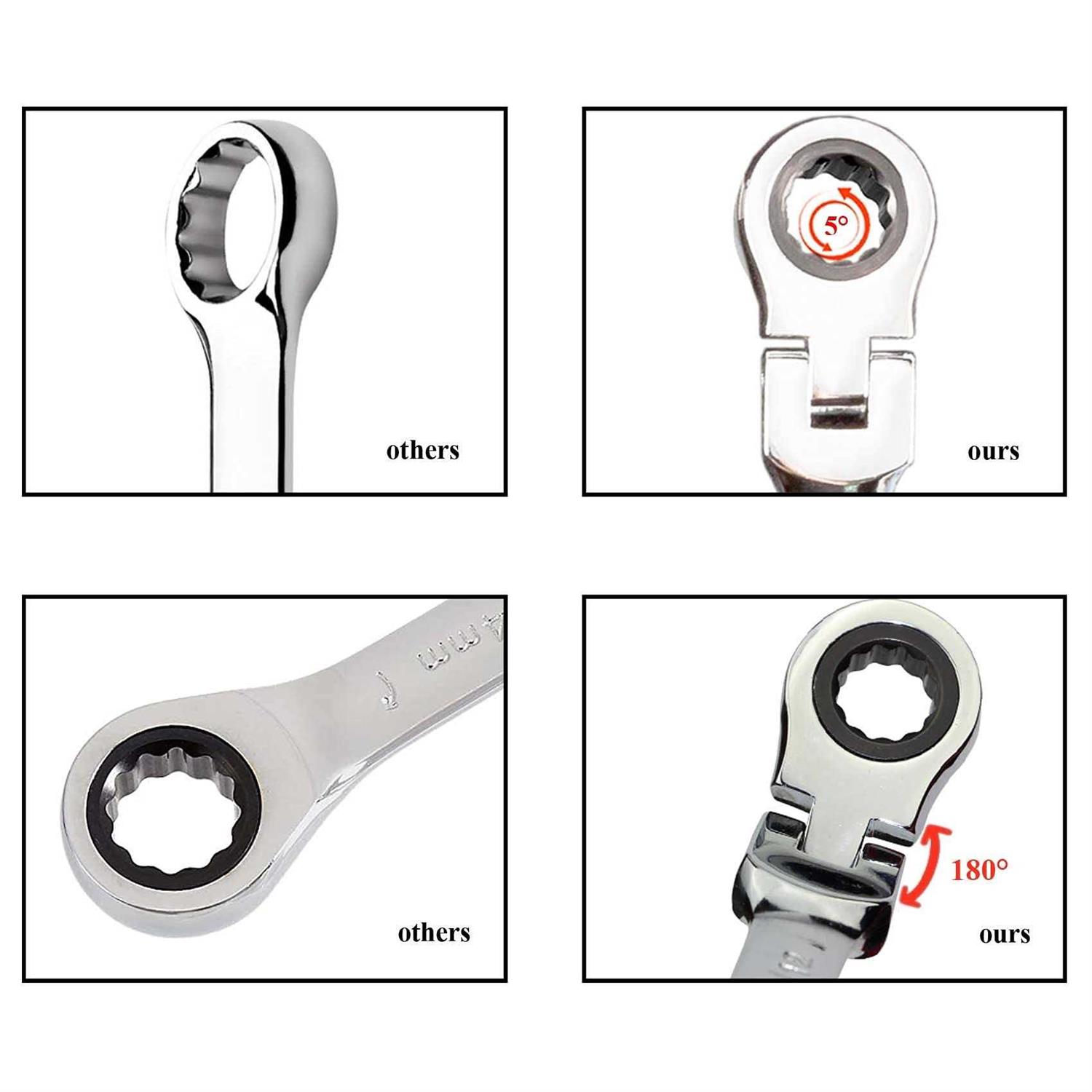 TR TOOLROCK 12pcs Flex Head Ratcheting Wrench Set - Cheap Fitting