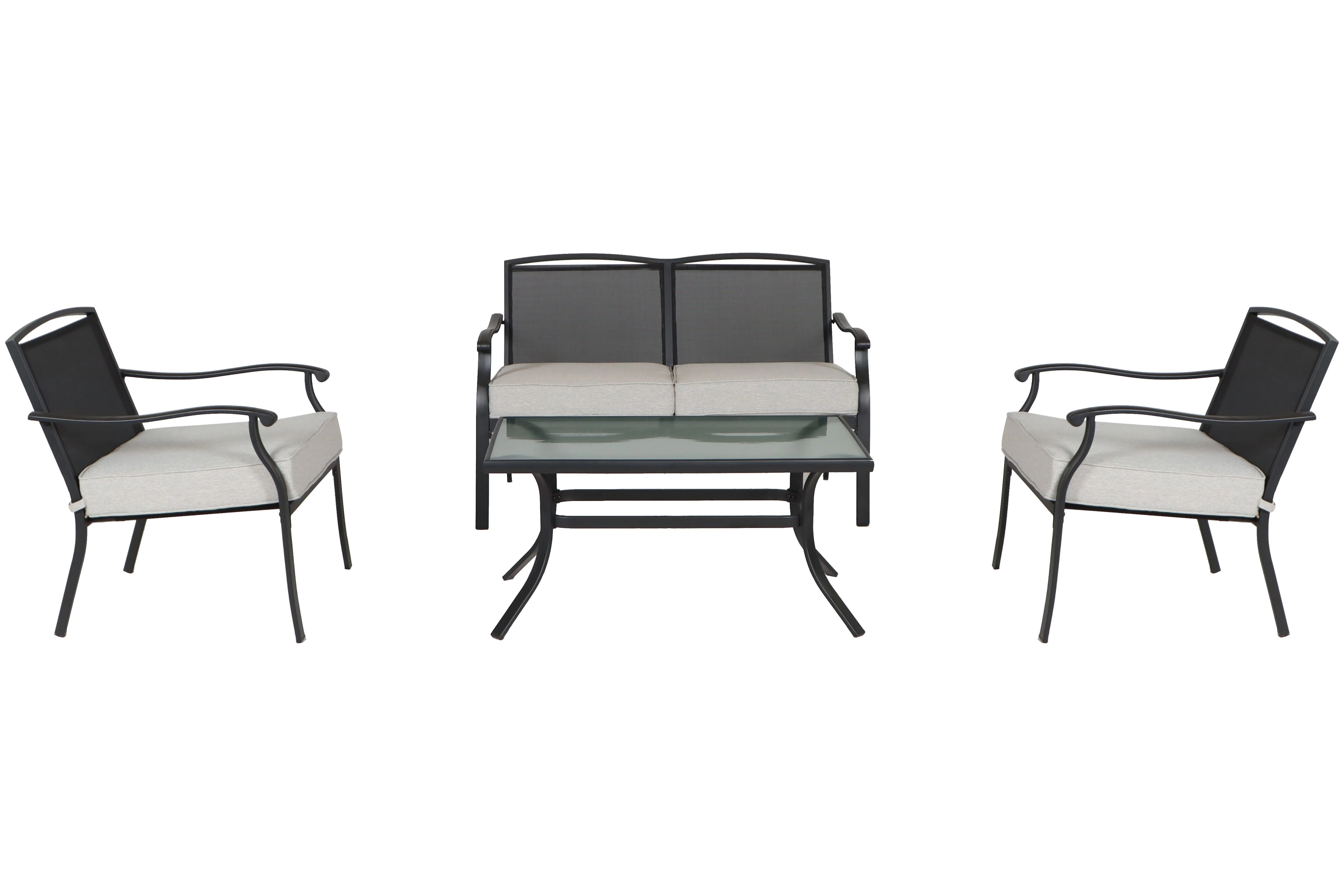 Mainstays Alexandra Square 4 - Piece Outdoor Patio Conversation Set, Gray - Cheap Fitting