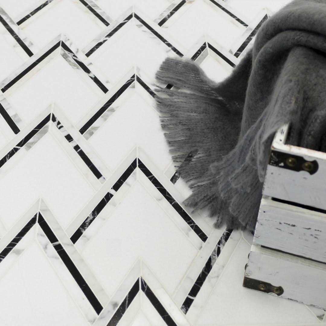 Ogee 4.23 x 5.28 Marble Chevron Mosaic Wall Tile Ivy Hill Tile - Cheap Fitting