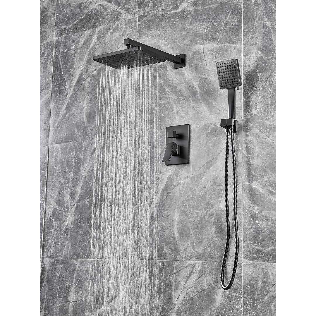 ELLO&ALLO 2-Handle 2 -Spray of Rain Shower Faucet and HandShower Combo Kit with Rectangle Shower Head - Cheap Fitting