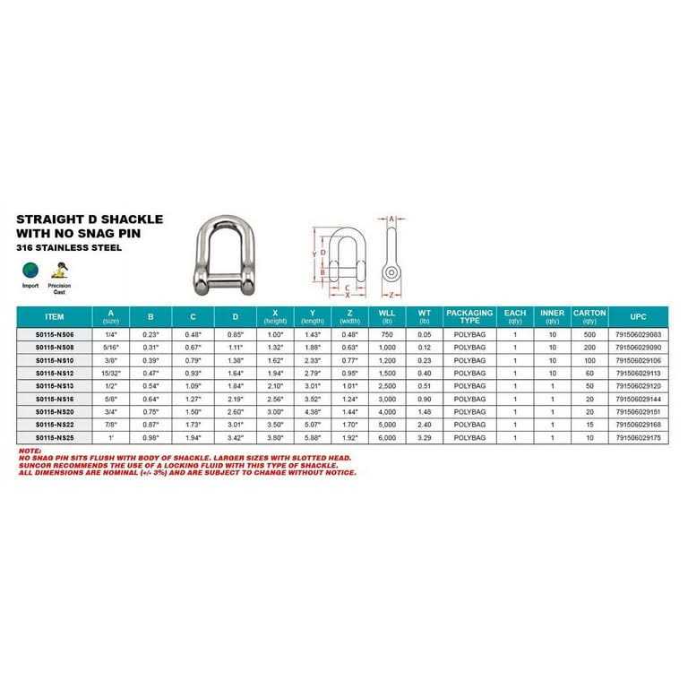 Type 316 Stainless Screw Pin D Shackle at Rigging Warehouse - Cheap Fitting