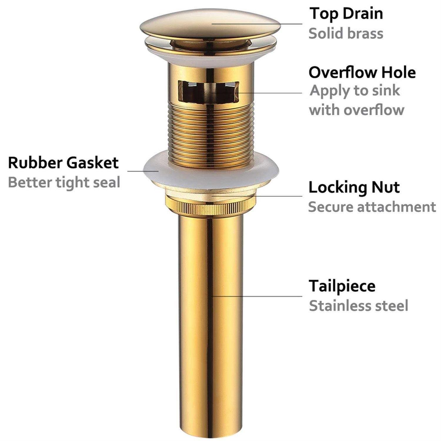 Vanity Vessel Sink Drain Angle Simple Brass Pop Up Drain Stopper with Overflow Bathroom Sink Drain Stopper Lavatory Drain Assembly - Cheap Fitting