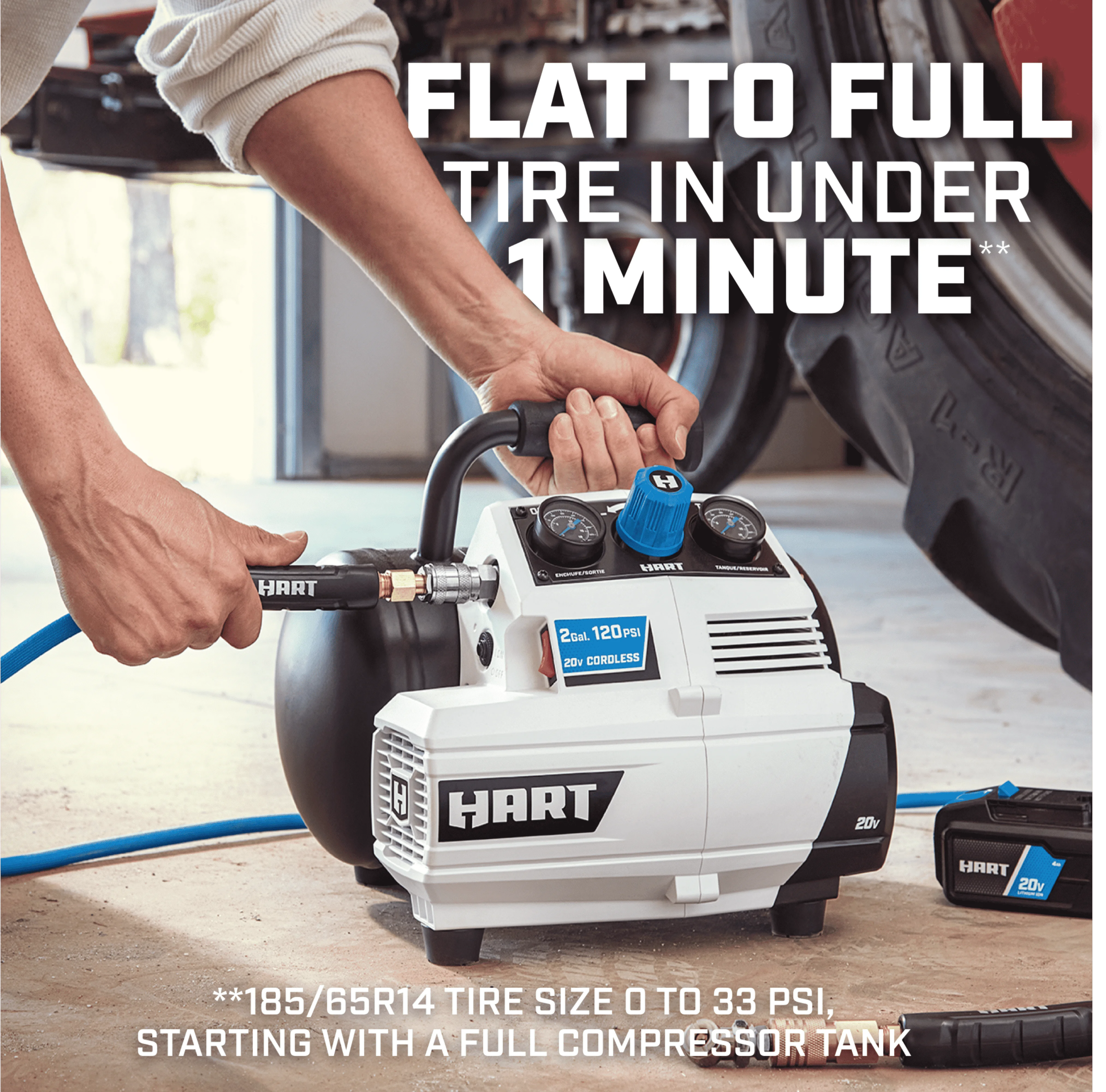 HART 20-Volt 2-Gallon Compressor (Battery Not Included) - Cheap Fitting