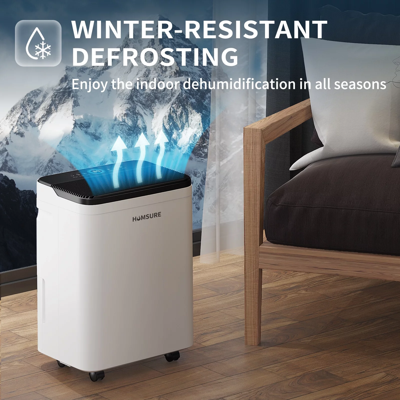 HUMSURE Dehumidifier 50 Pint Intelligent Humidity Control, 4,500 sq. ft. for Basements, Large Rooms, Bathrooms, Max Moisture Removal 70 Pints (95 