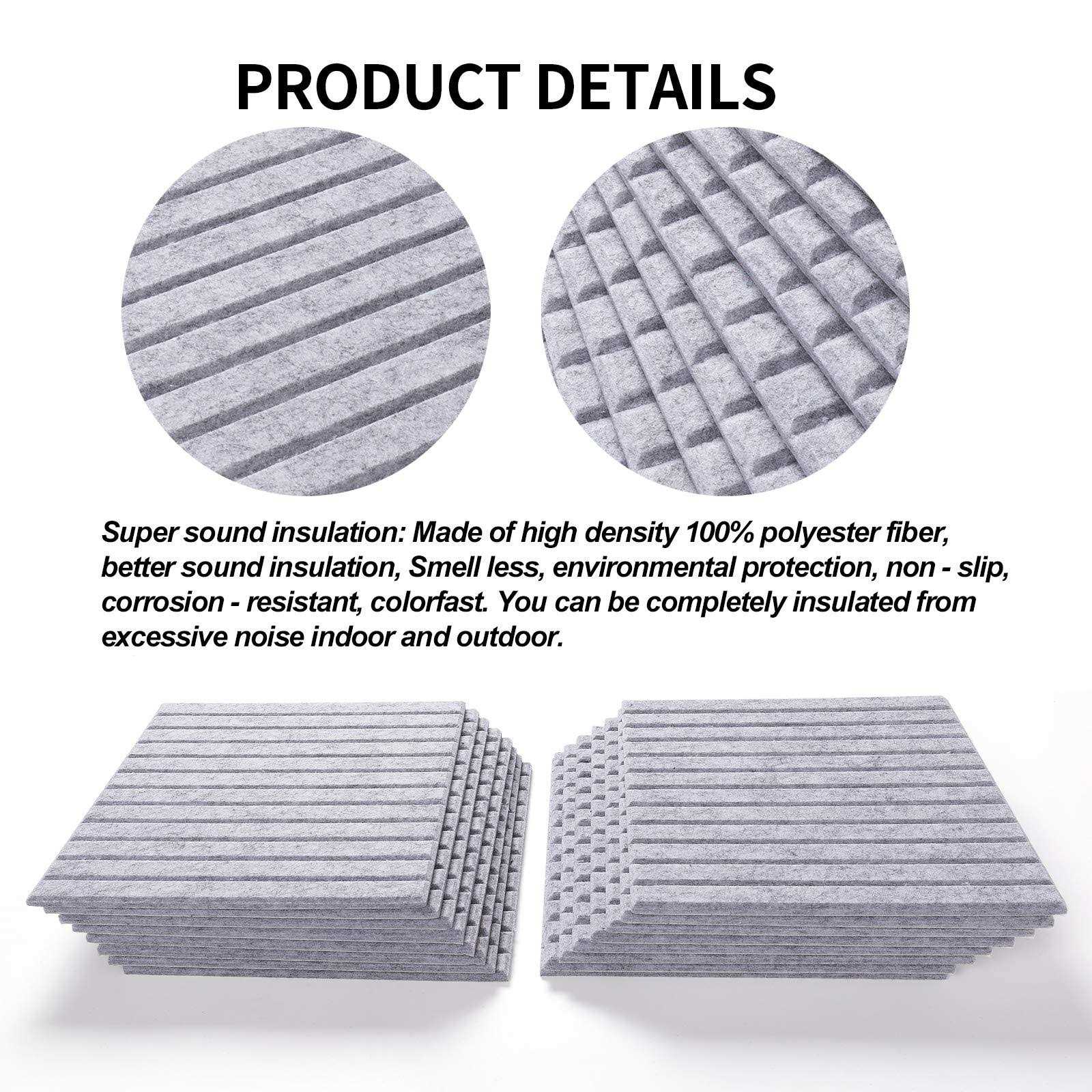 16 Pcs Pro Grade Soundproof Wall Panels,Acoustic Panels,Premium Sound Panels,Better than Foam,Wedge Design,with Adhesive on Back,For Acoustical - Cheap Fitting