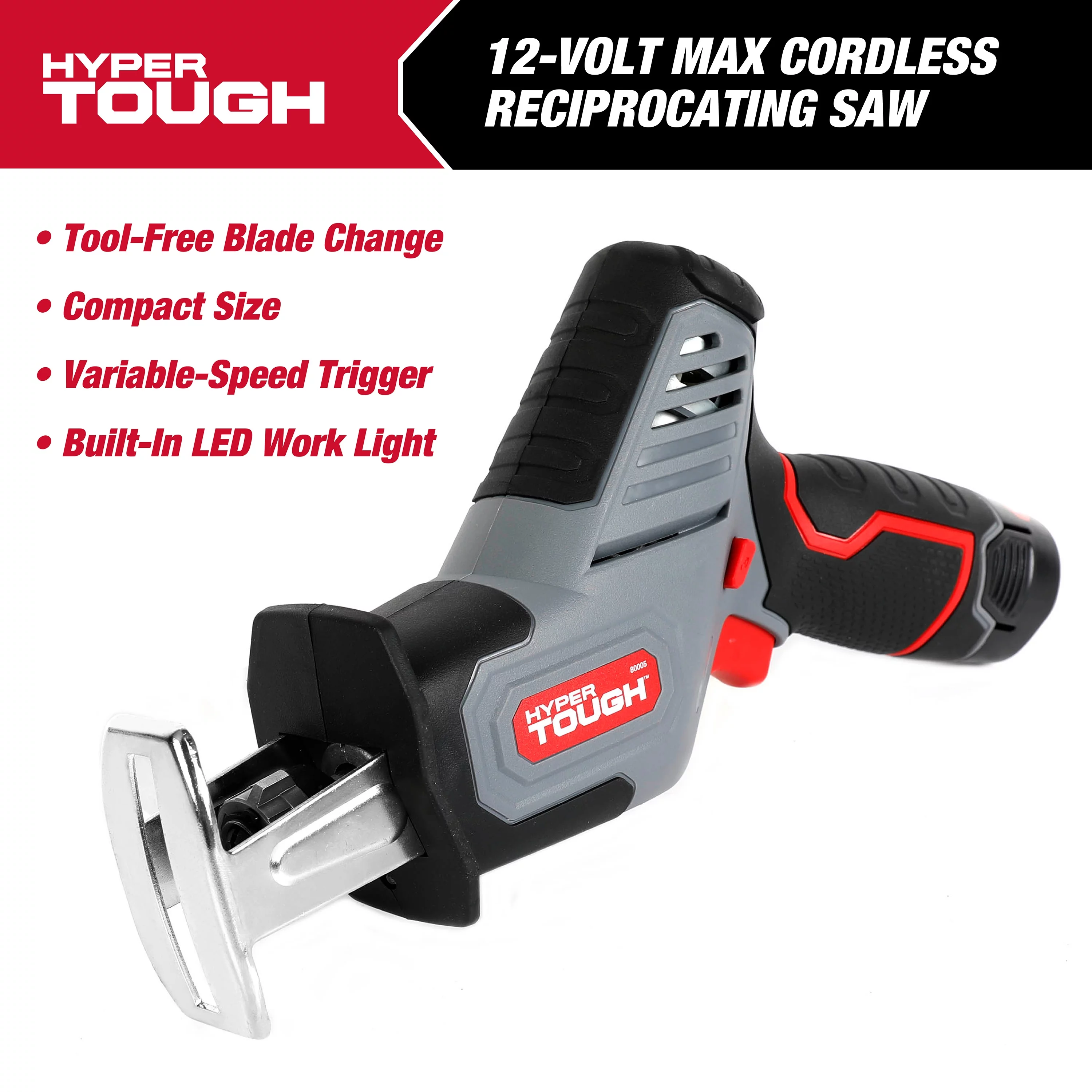 Hyper Tough 12V Max Lithium-Ion Compact Reciprocating Saw with 1.5Ah Battery and Charger, 80005 - Cheap Fitting