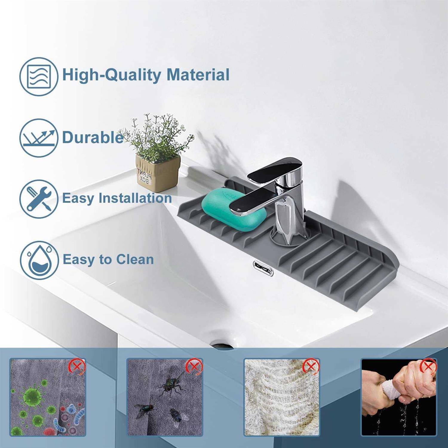 AEOOZGR Kitchen Sink Splash Guard Silicone Sink Draining Pad Behind Faucet - Cheap Fitting