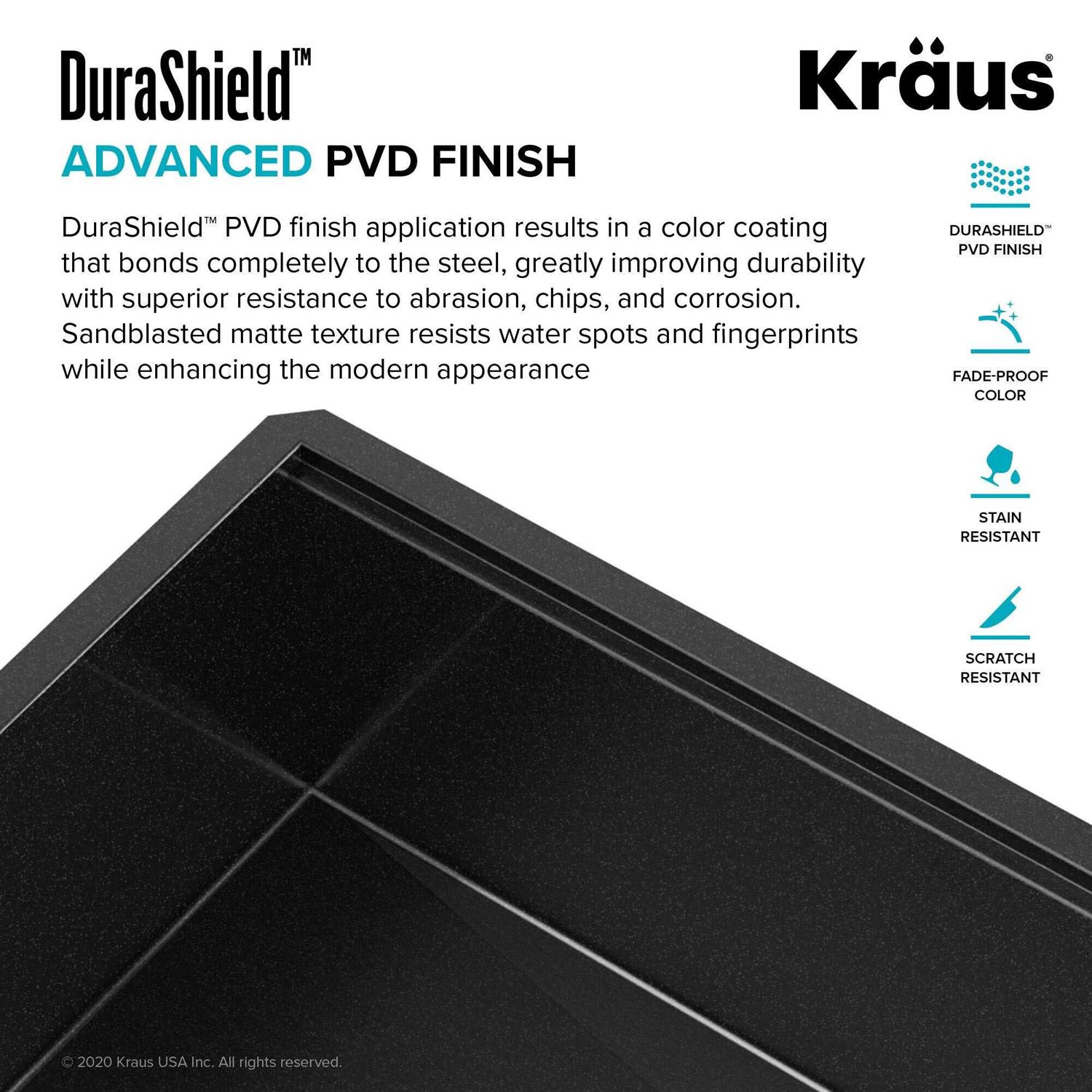 Kraus Kore 16-Gauge Black Stainless Steel 33 In. Single Bowl Drop-In Workstation Kitchen Sink with Accessories KWT310-33/PGM - Cheap Fitting