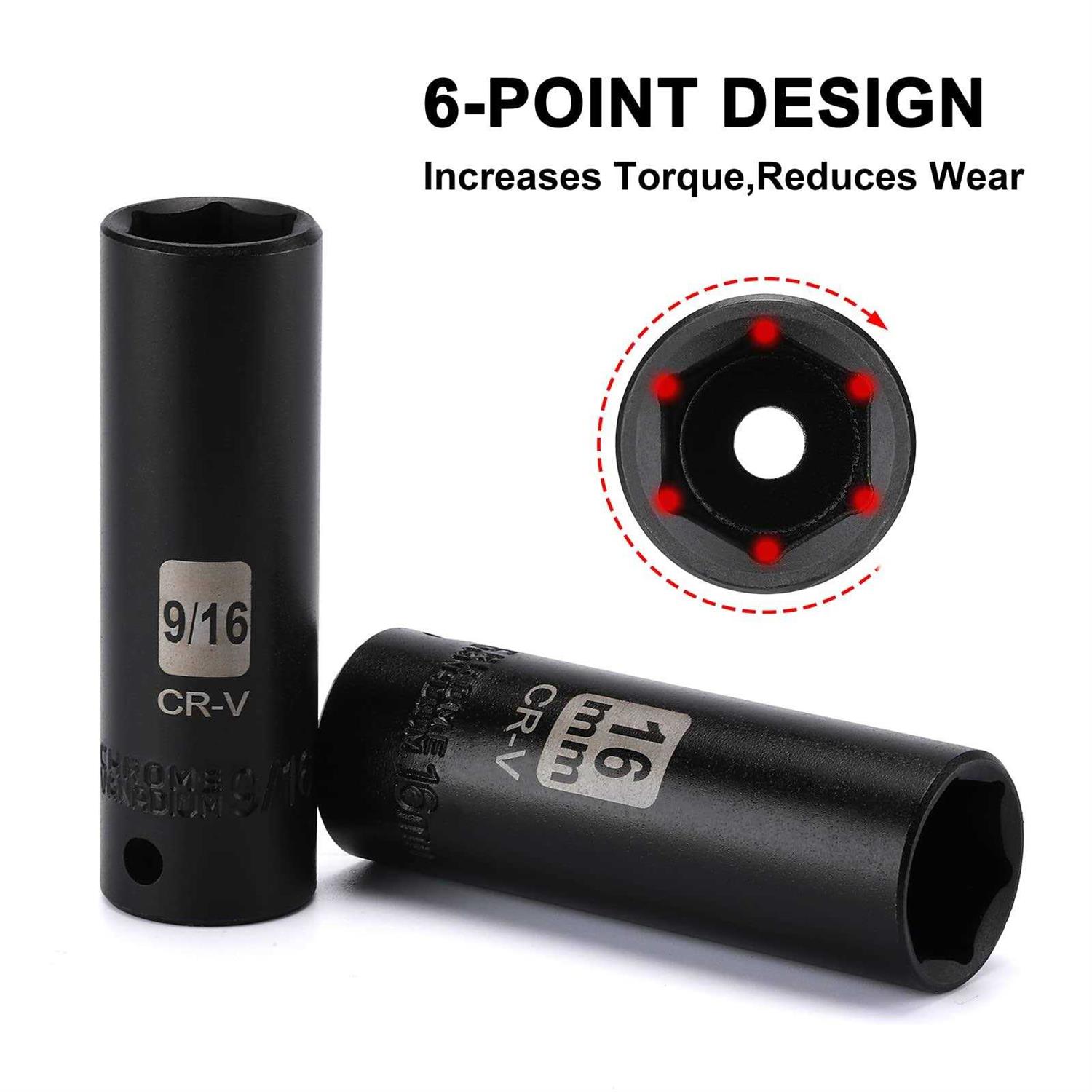 Mayouko 48 Pieces 3/8 Drive Impact Socket Set SAE/Metric - Cheap Fitting