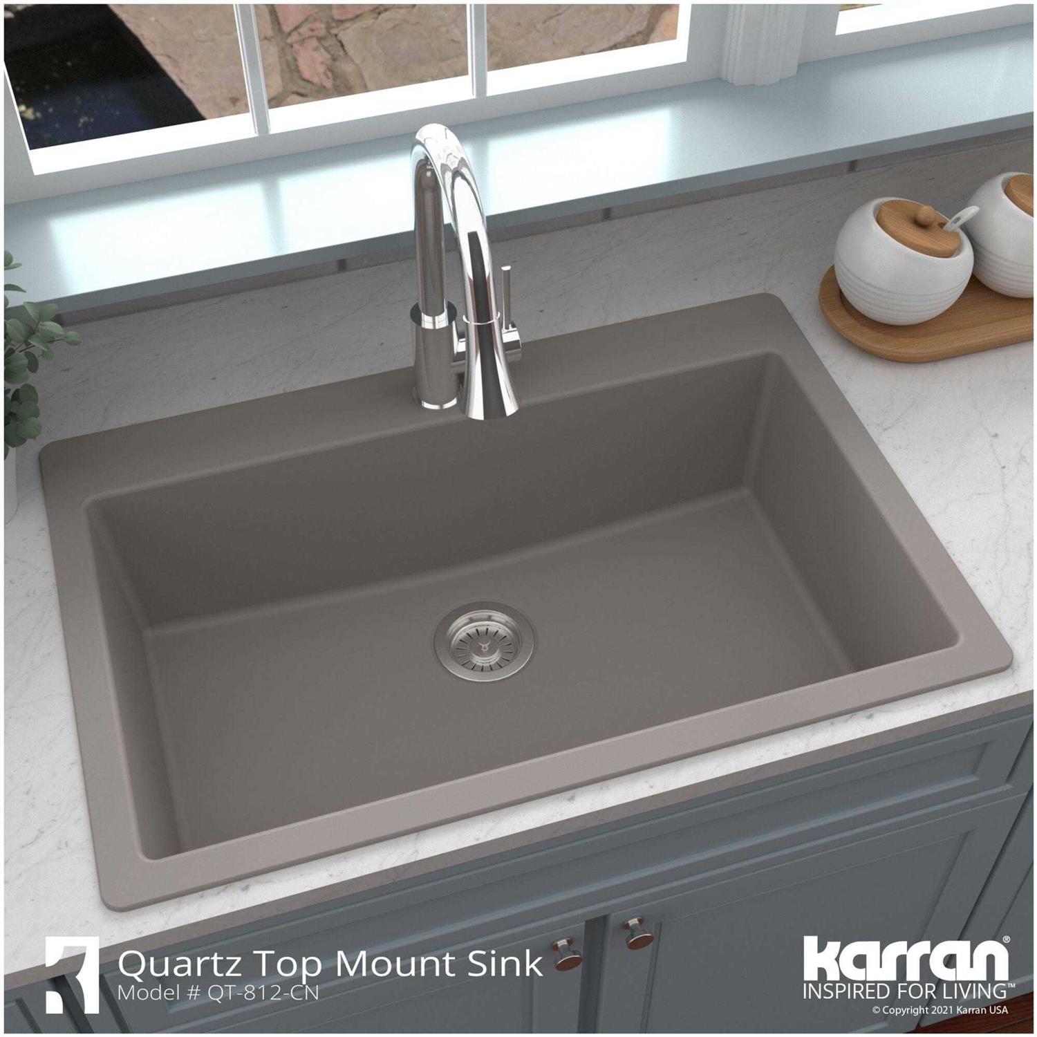 Karran Quartz 33 In. Large Single Bowl Drop-In Kitchen Sink QT-812 - Cheap Fitting