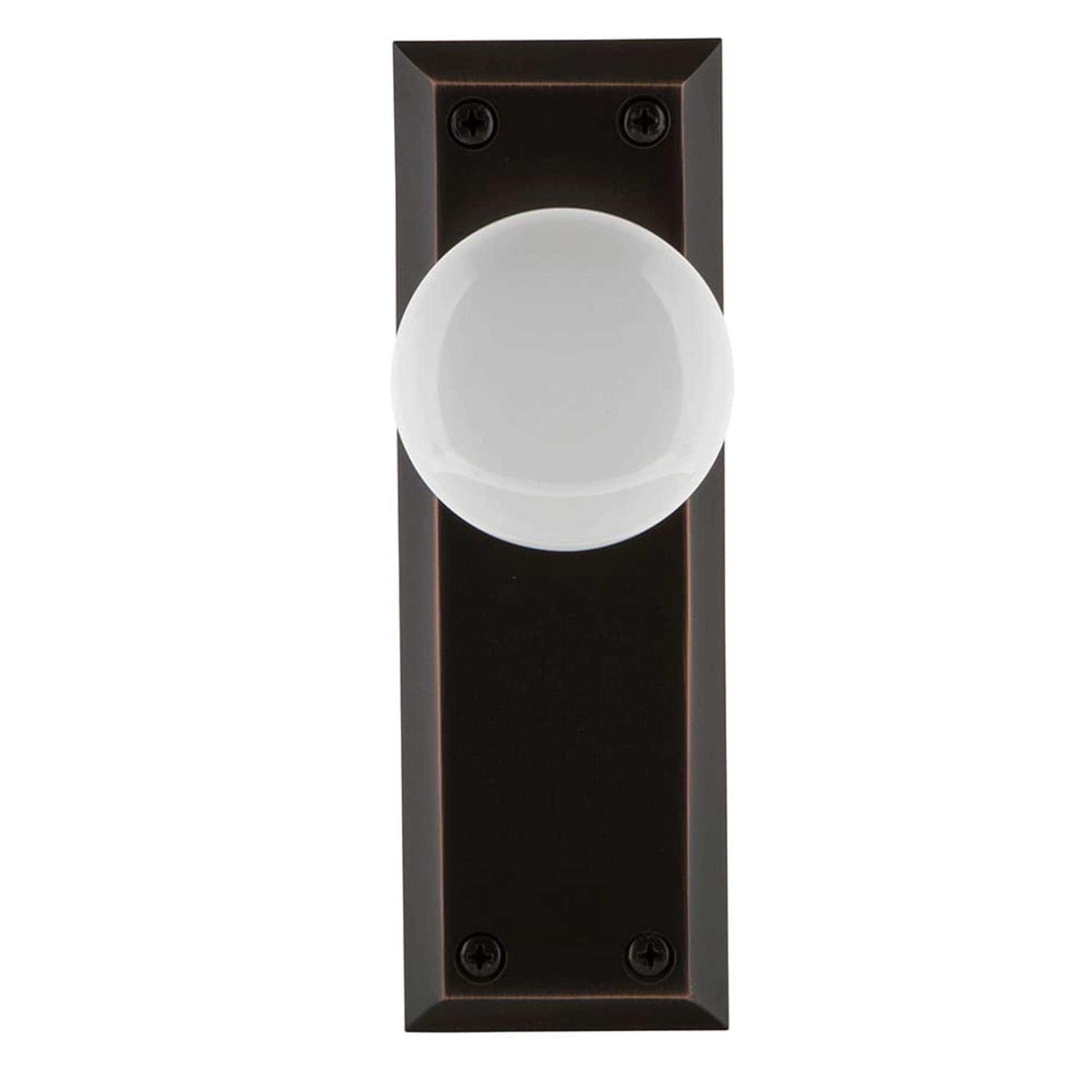Nostalgic Warehouse New York Plate Dummy White Porcelain Door Knob - Cheap Fitting