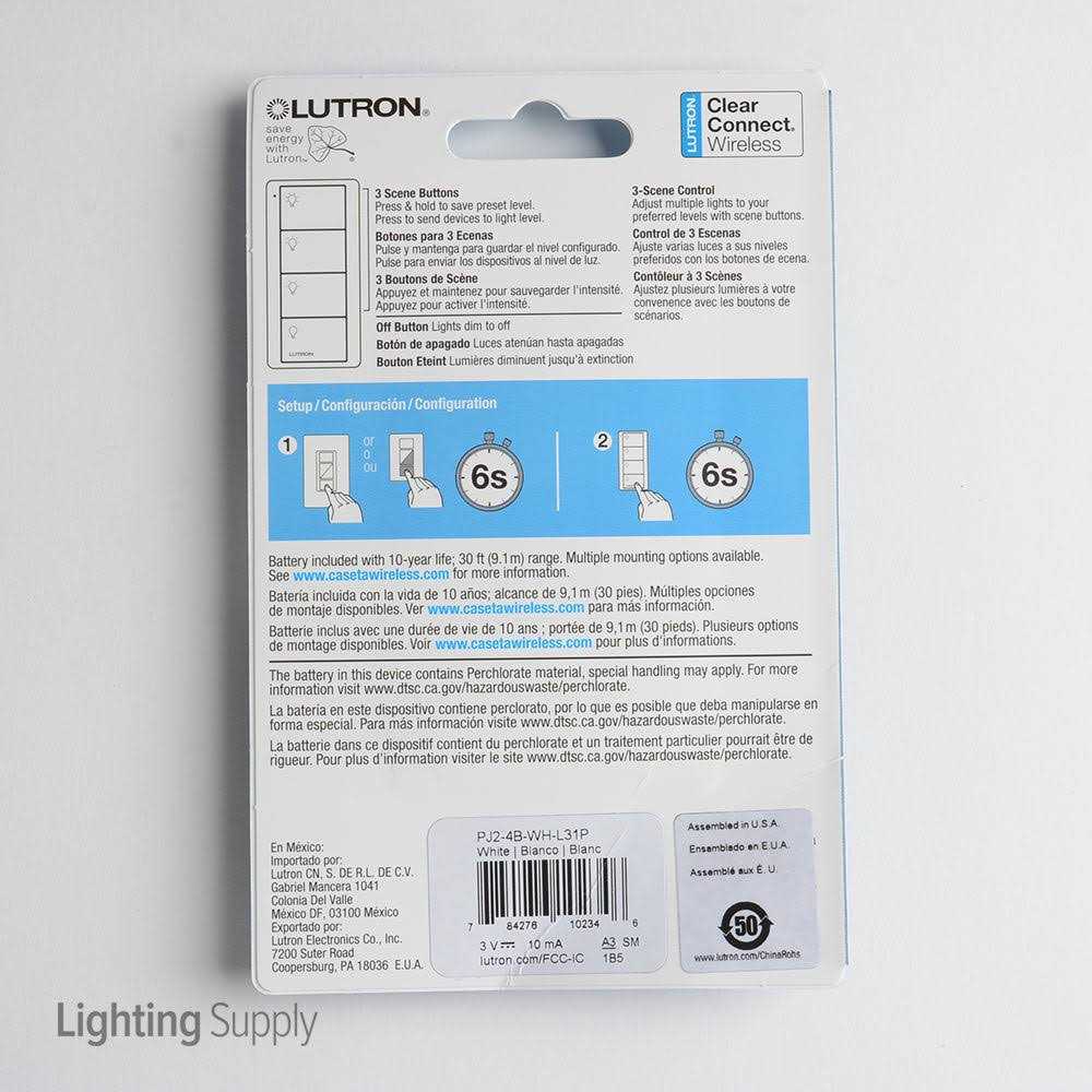 Lutron PJ2-4B-WH-L31P Remote Control - Cheap Fitting