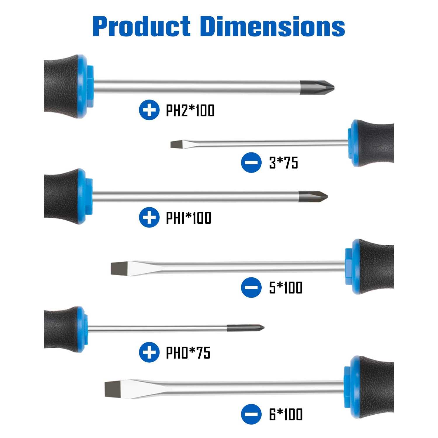 6PCS Magnetic Tip Screwdriver Set, 3 Phillips and 3 Flat - Cheap Fitting