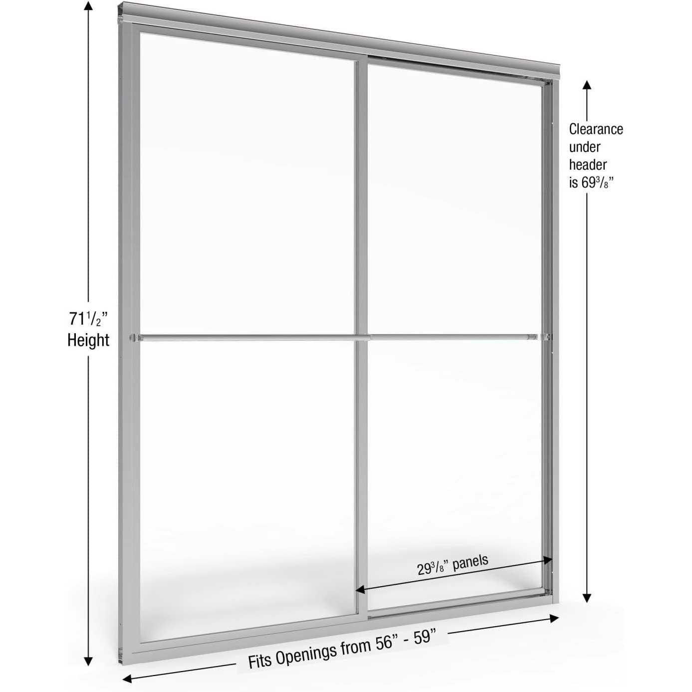 Basco Deluxe 59 in. x 71-1/2 in. Clear Framed Sliding Shower Door - Cheap Fitting