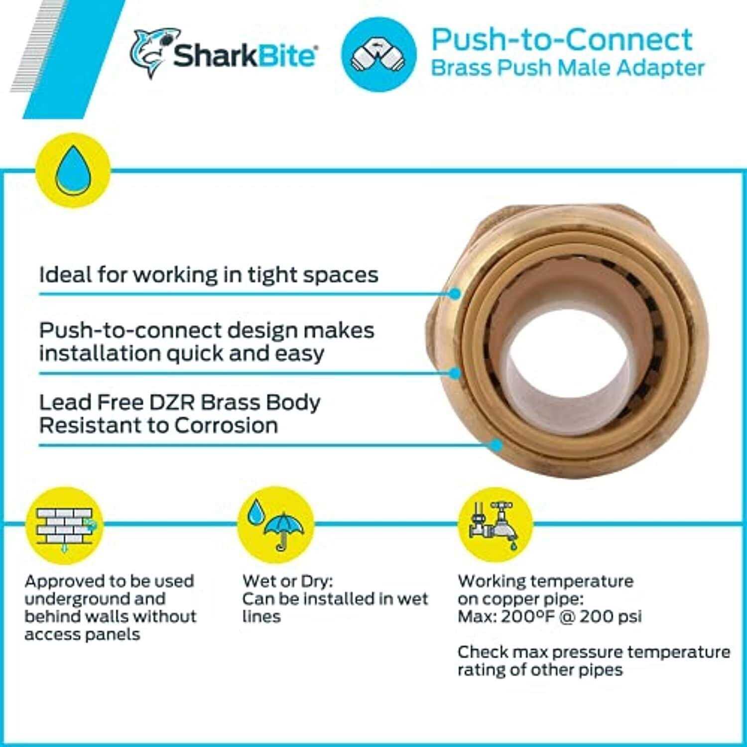 SharkBite Push to Connect 3/4 in. Push x 1 in. D Male Brass Adapter - Cheap Fitting